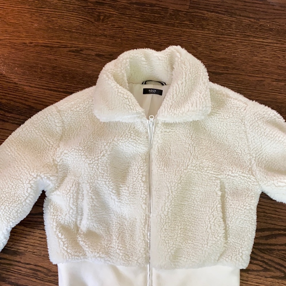 Aqua athletic faux fur jacket: never worn